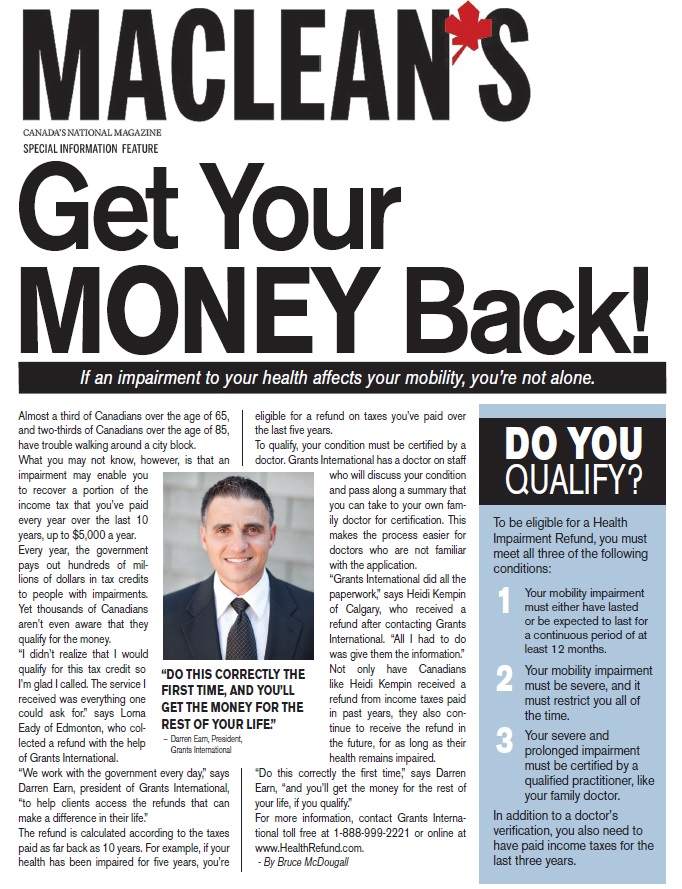 MacLeans News Story about HIR Get Your Money Back